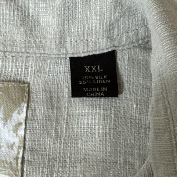TASSO ELLA ISLAND Silk Linen Shirt Men’s XXL Short Sleeve Button Down - Picture 4 of 8